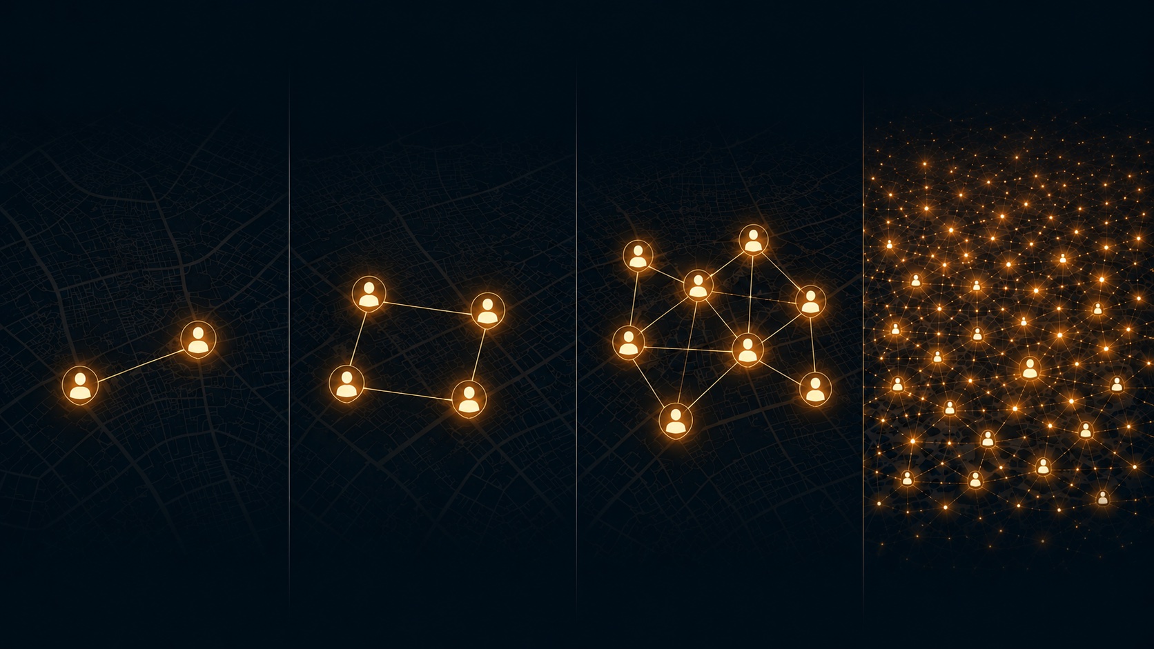 Two becoming four, four becoming eight, until the city fills with light