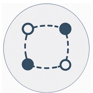 Four nodes joined by a dashed, flexible outline